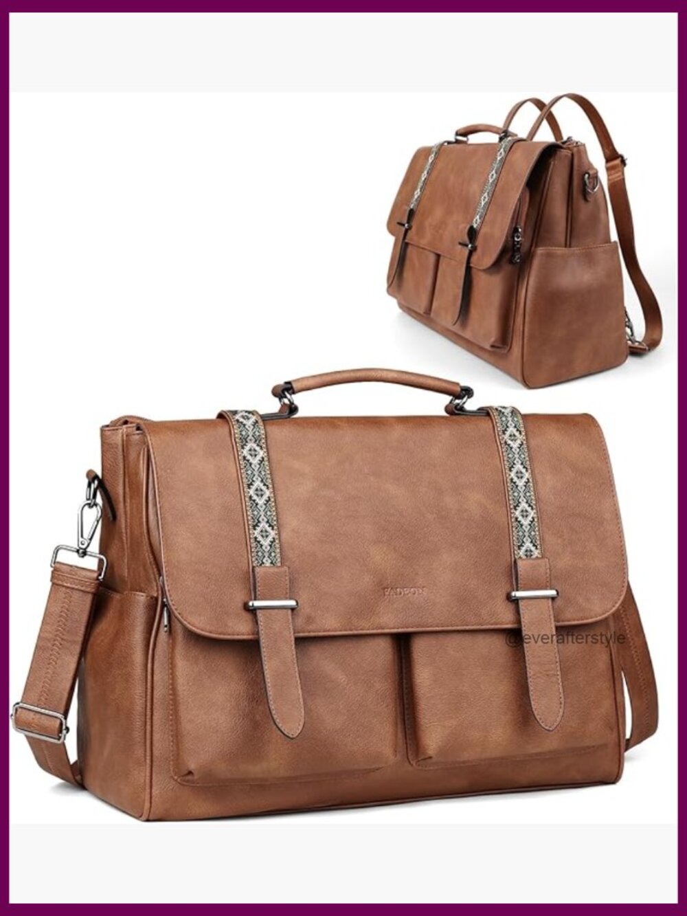 Faux Leather Satchel Messenger Bag Laptop Briefcase Convertible Backpack